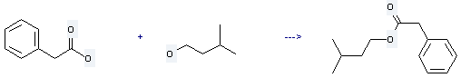Isoamyl phenylacetat is prepared by reaction of phenylacetic acid with 3-methyl-butan-1-ol.